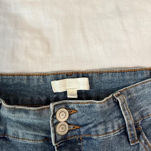 y2k stretch denim mini skirt project rebel xl mid wash casual basic - Picture 3 of 4